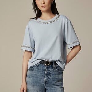NWT - J.CREW - Heavy Jersey Crystal embellished Tee shirt